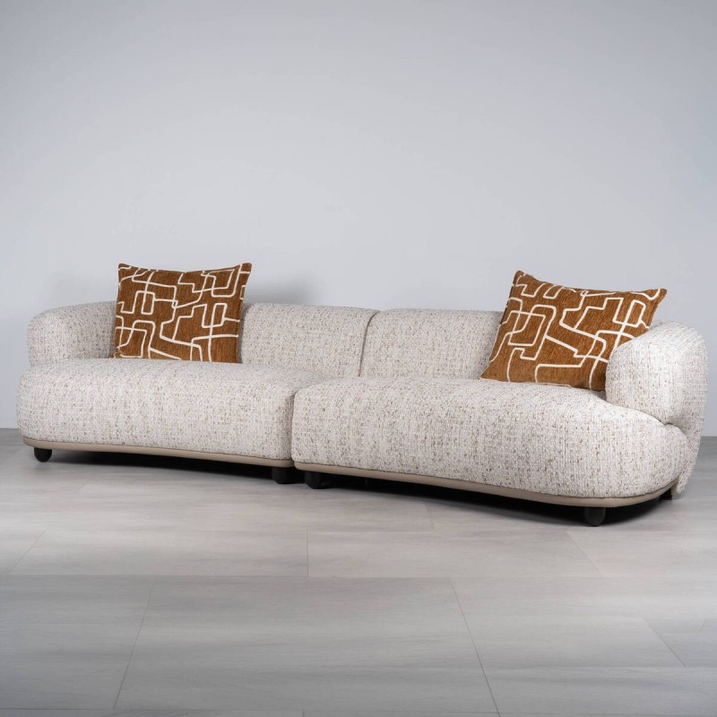 Sofá modular Cairo 4 plazas en tejido beige estampado