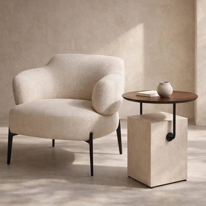 SILLÓN MILÁN GRIS CON PATAS DE METAL GRIS 80x76x75cm