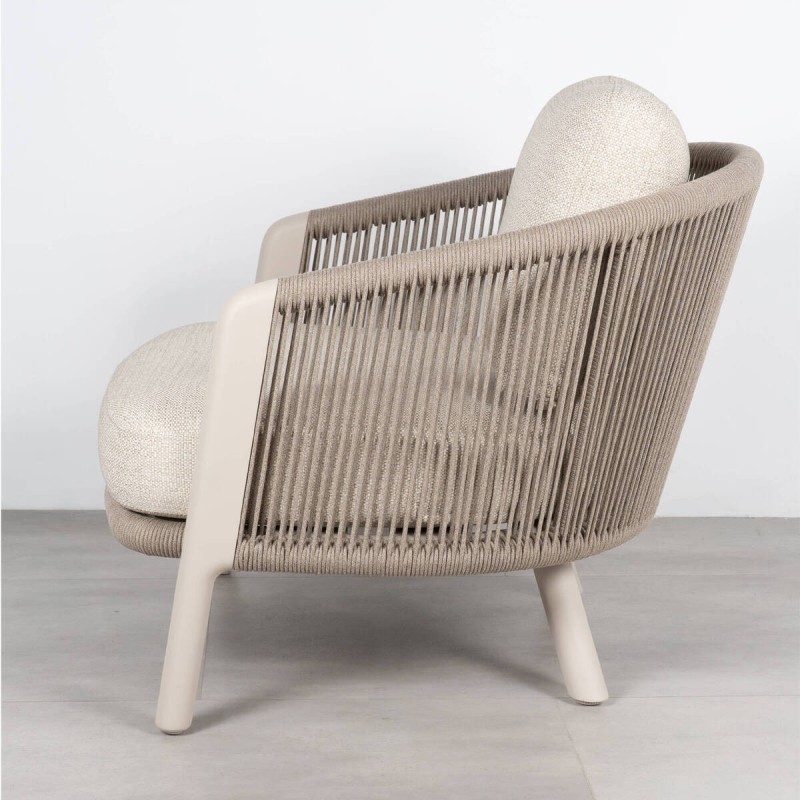 Sillón de Exterior Haven con Cuerda Olefín y Estructura de Aluminio Mocca