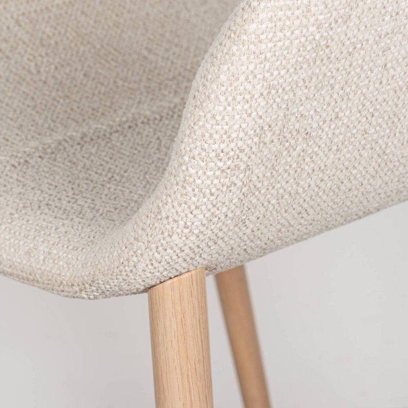 Taburete de Bar Loira Tapizado en Beige con Patas Metal Acabado Madera Clara