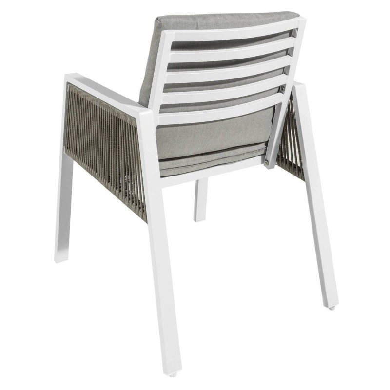 SILLA ALUMINIO BLANCO TEJIDO GRIS CUERDAS 55.5x69x84.5cm