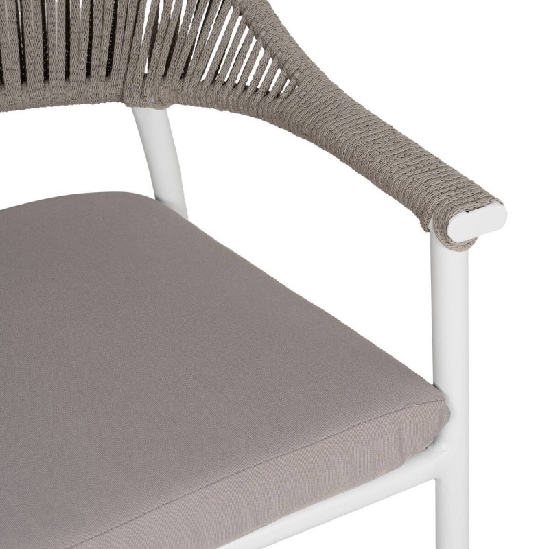Silla de cuerda gris y aluminio blanco 57.5x61x81cm