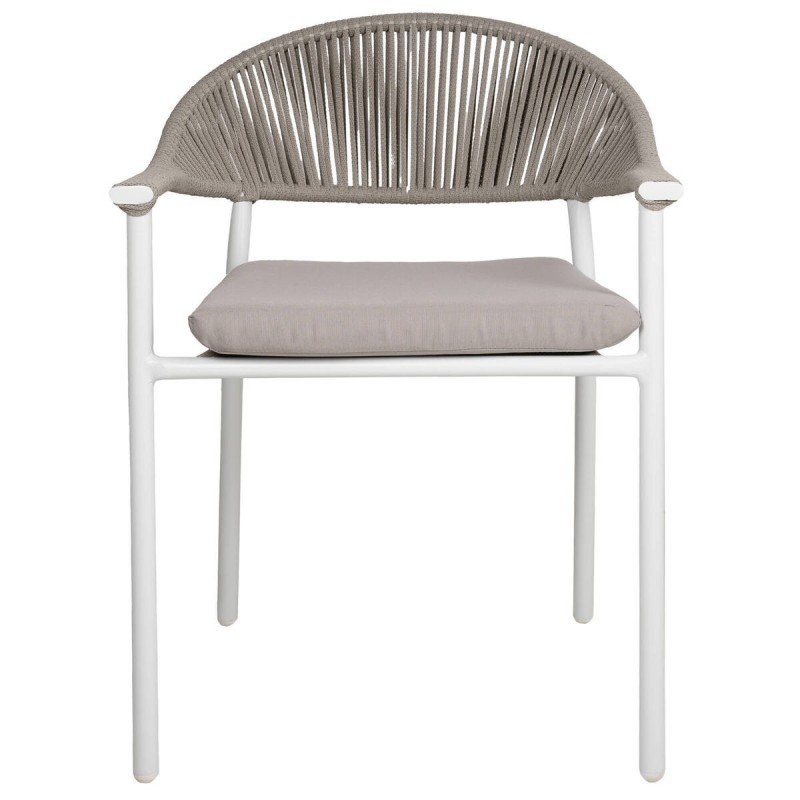 Silla de cuerda gris y aluminio blanco 57.5x61x81cm