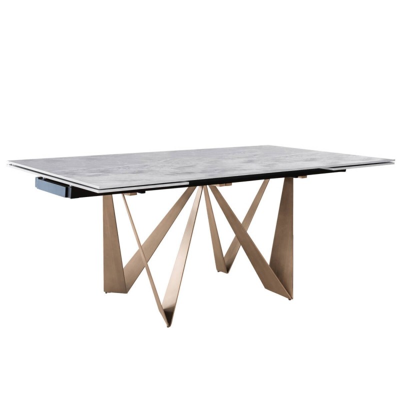 Mesa comedor extensible cerámica gris y bronce 270/180x90x76cm