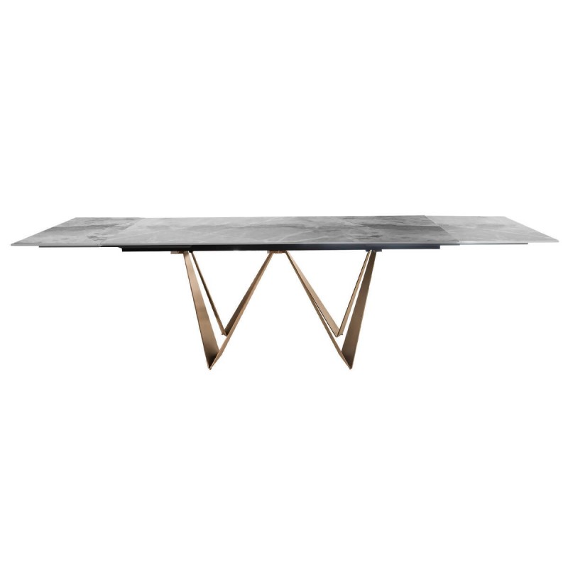 Mesa comedor extensible cerámica gris y bronce 270/180x90x76cm