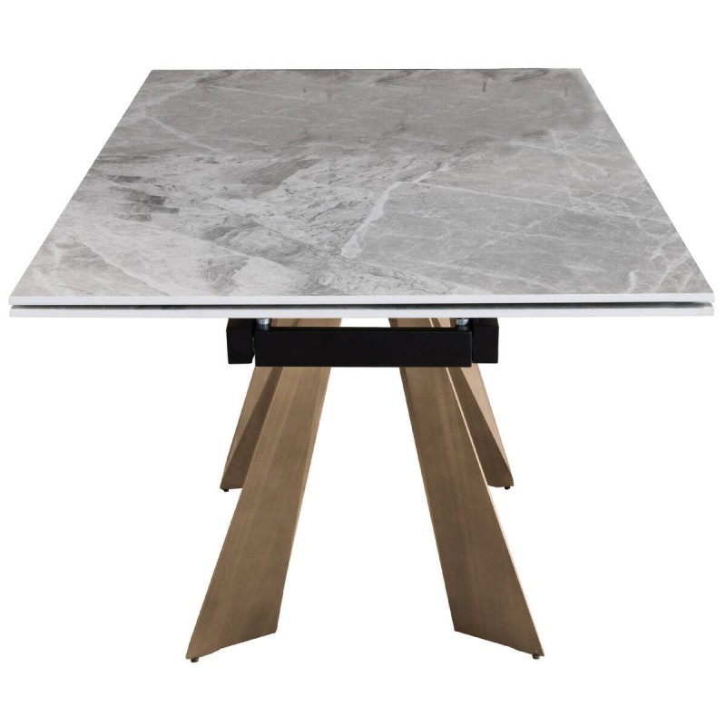 Mesa comedor extensible cerámica gris y bronce 270/180x90x76cm