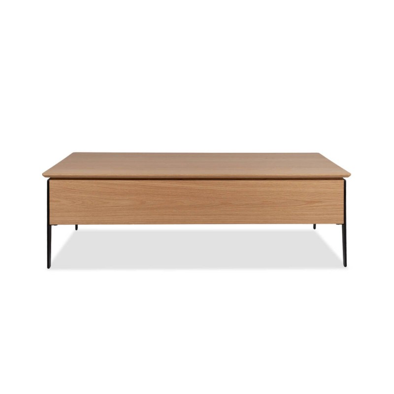 MESA DE CENTRO ELEVABLE ROBLE BLANCO - METAL GRIS OSCURO (120x60x38cm)