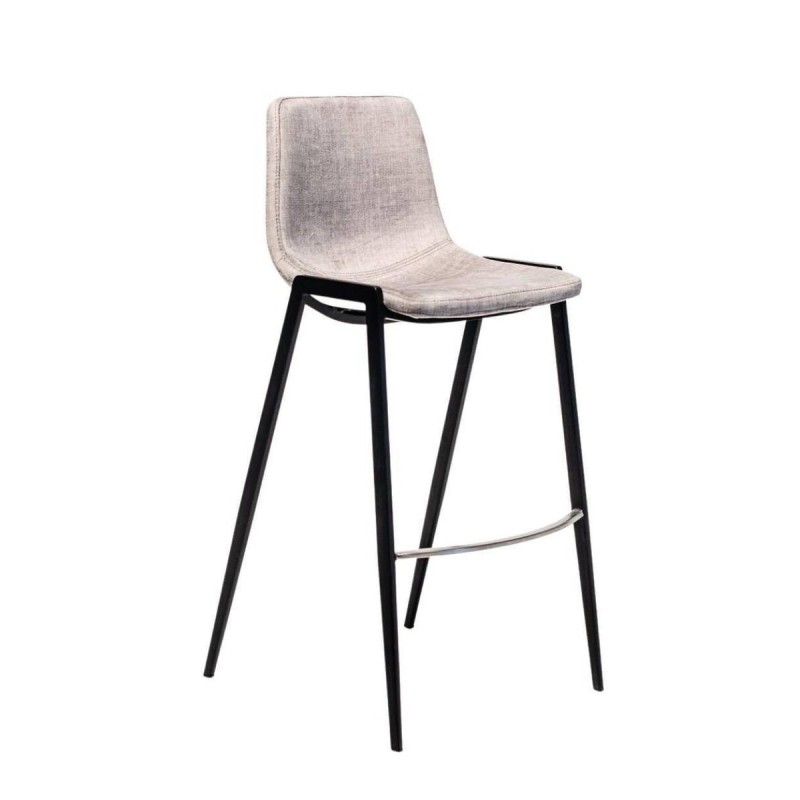 Taburete alto poliéster topo  acero acabado negro 43,5 x 45 x 102cm