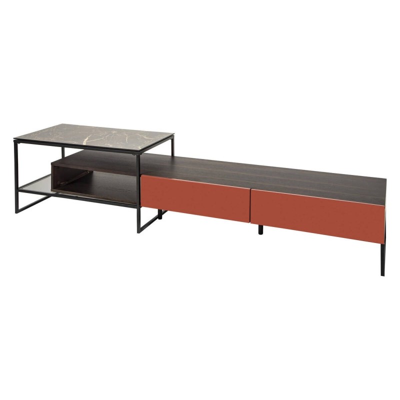 MESA TV NEGRO FRENTE NARANJA