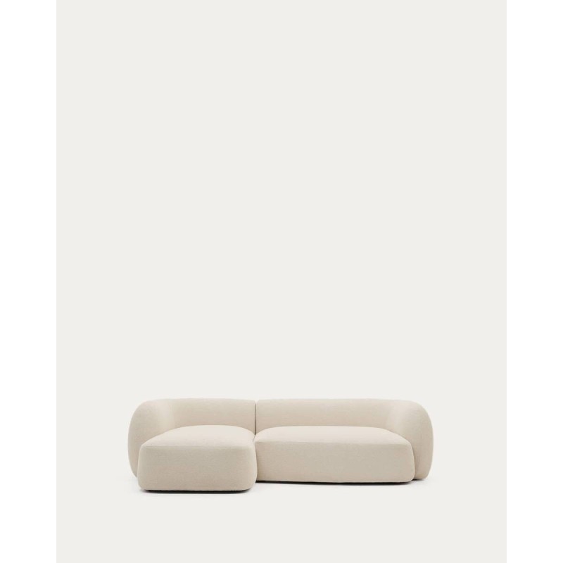 Sofá modular Martina 3 plazas de chenilla con chaise longue izquierdo color crudo 287 cm.