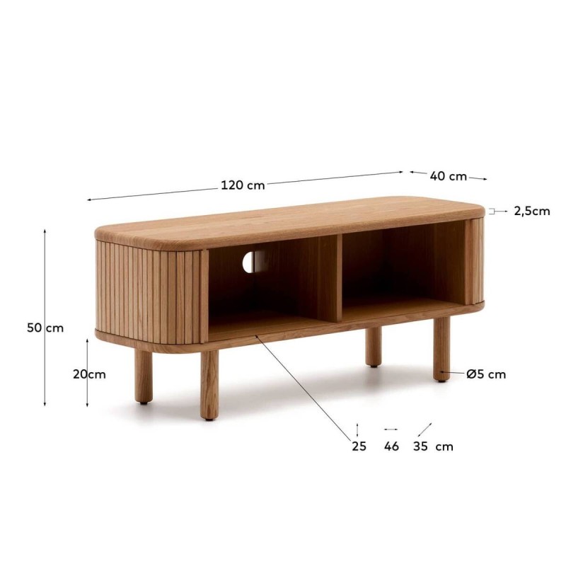Mueble TV Mailen 2 puertas en chapa de fresno con acabado natural 120 x 50 cm.