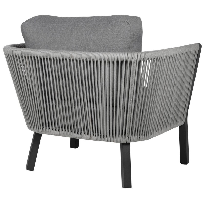 SILLÓN SOFIA GRIS DE ALUMINIO Y CUERDA ENTRELAZADA 92x52x70cm