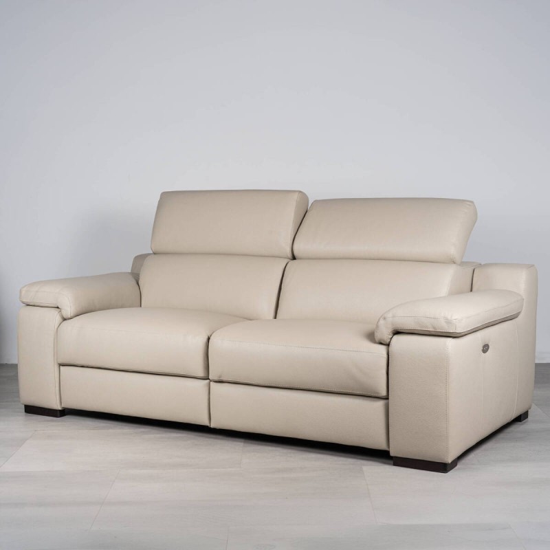 Sofá Riccardo Relax Eléctrico 3 Plazas en Piel Beige 220 cm