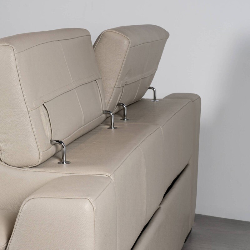 Sofá Riccardo Relax Eléctrico 3 Plazas en Piel Beige 220 cm