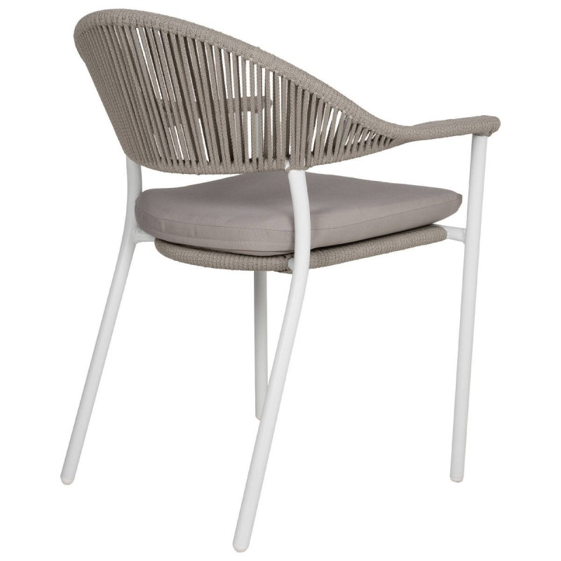 Silla de cuerda gris y aluminio blanco 57.5x61x81cm