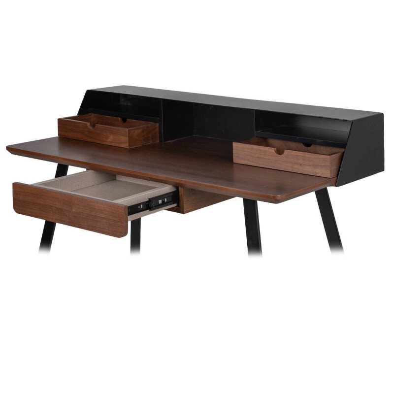 Walnut veneer and black iron desk 101x55x90cm