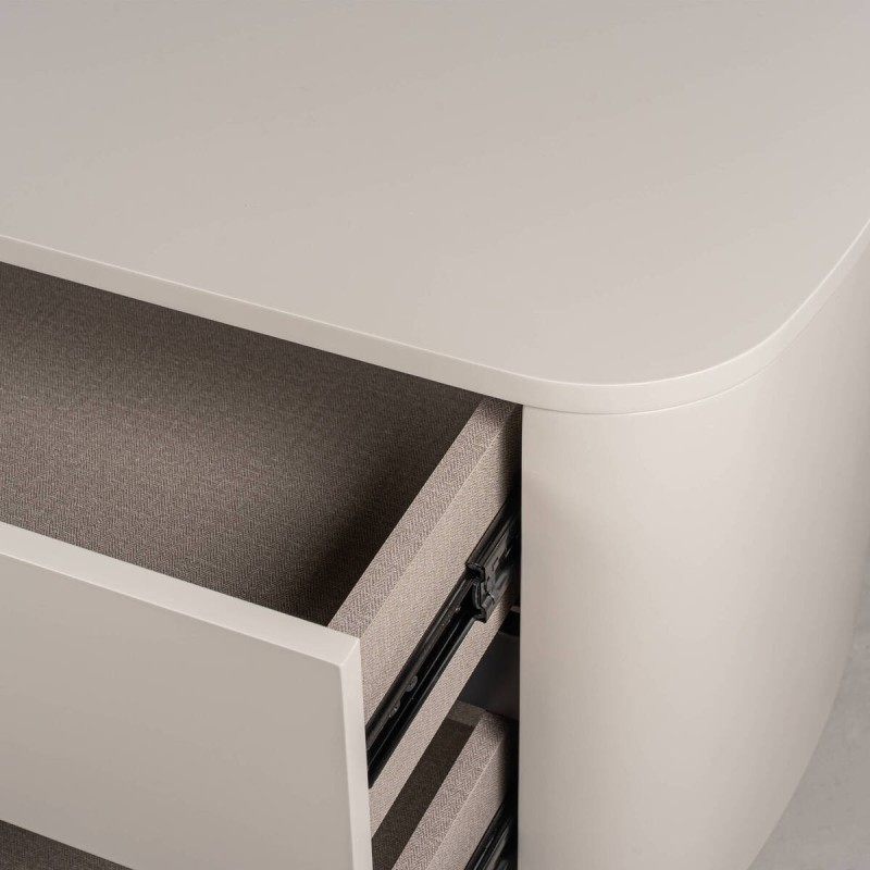 Beige matte lacquered TV stand with grey details 178x40x58cm