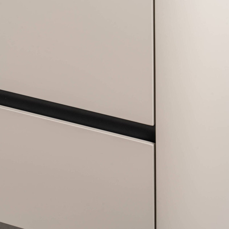 Beige matte lacquered TV stand with grey details 178x40x58cm