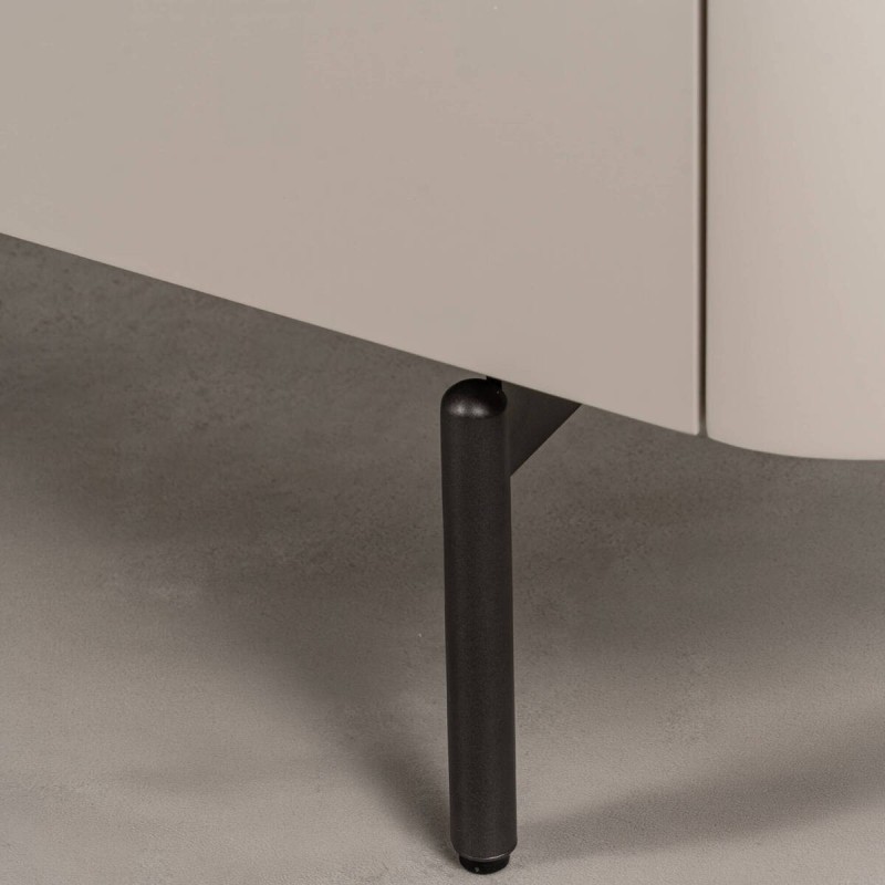Beige matte lacquered TV stand with grey details 178x40x58cm