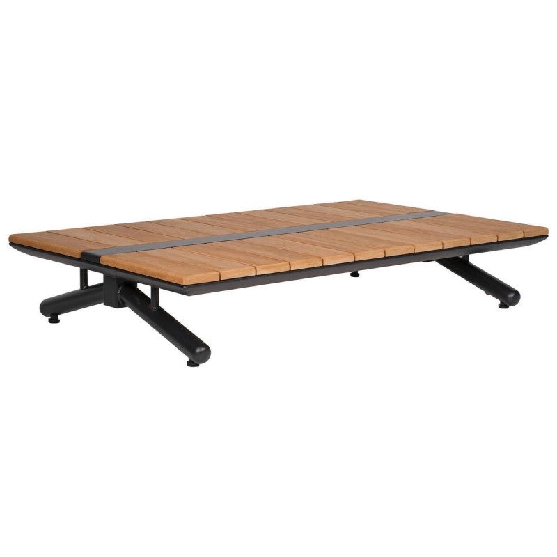 MESA PICOS DE CENTRO DE MADERA DE TECA Y ALUMINIO 125x75x23cm