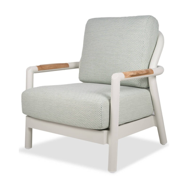 Cambridge armchair, green beige, cream aluminum, 83x83x80cm