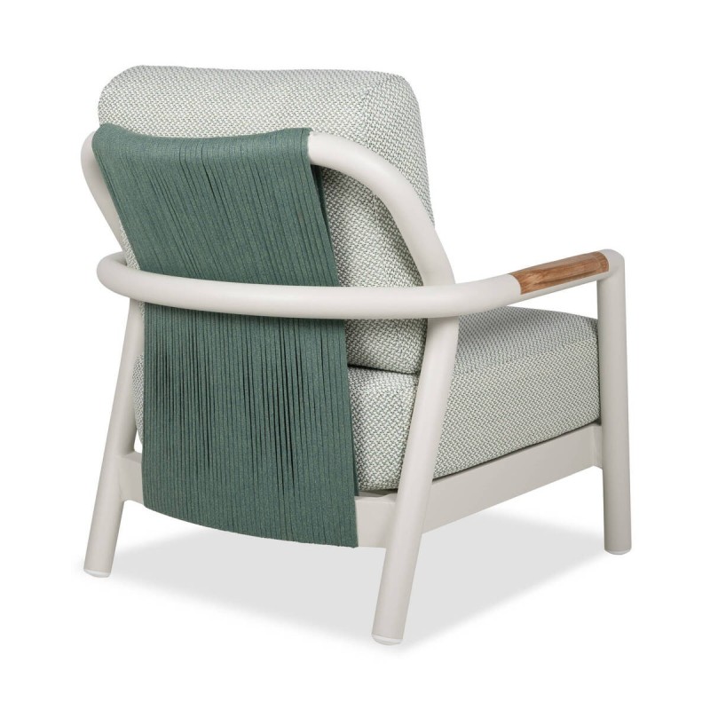 Cambridge armchair, green beige, cream aluminum, 83x83x80cm