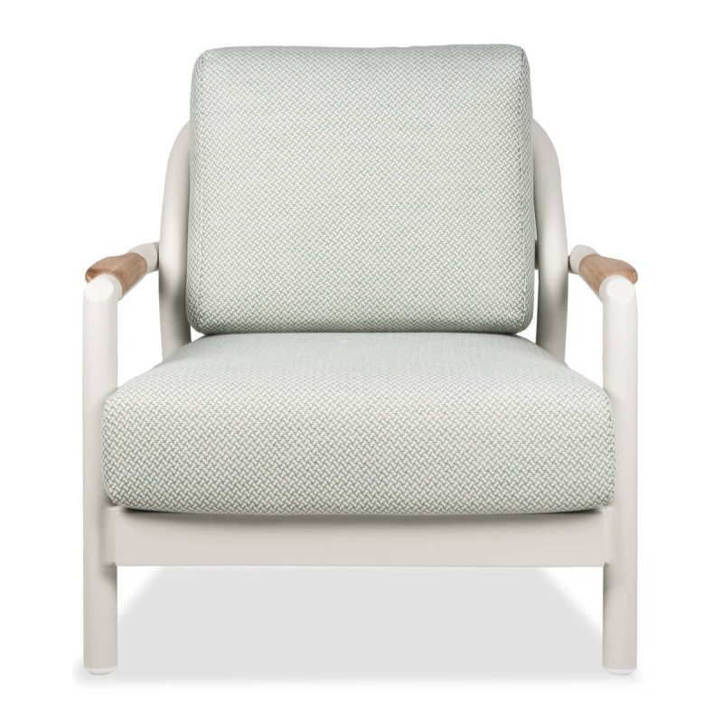 Cambridge armchair, green beige, cream aluminum, 83x83x80cm