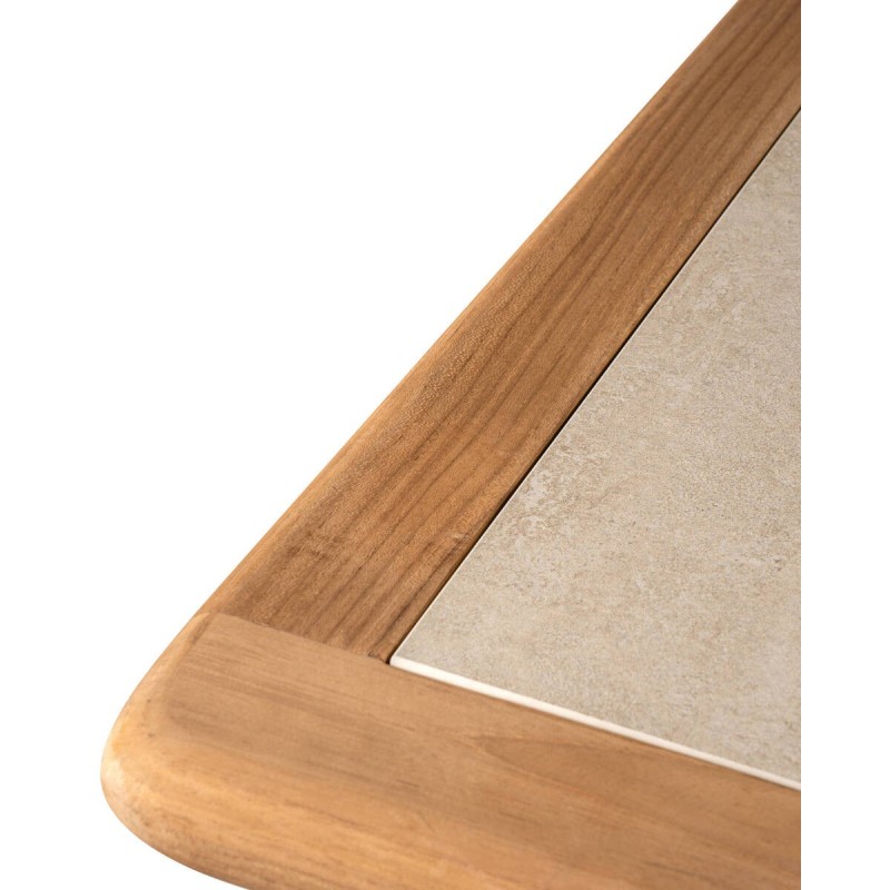 Mesa de comedor haven de exterior de cerámica y teca 273x100x75cm