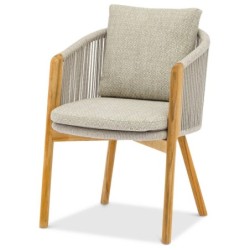 Silla de exterior haven de teca y cuerda arena 58x66x85cm
