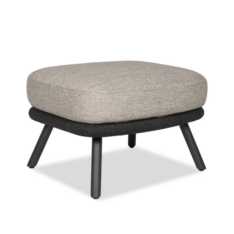 Haven outdoor footrest in charcoal aluminum with grey cushion, 62x53x42cm