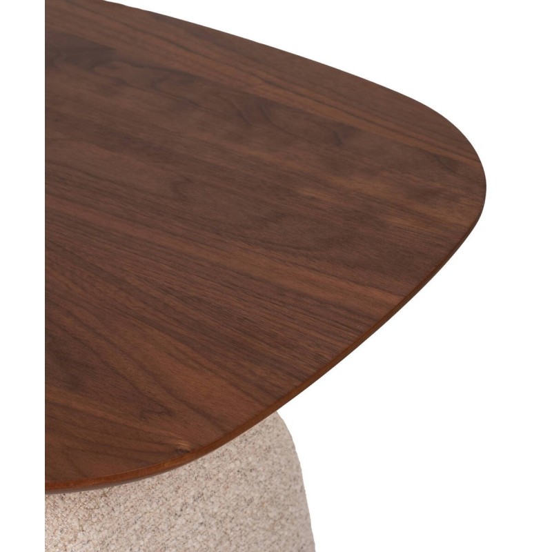 Arden side table in walnut, MDF and chenille base, 48x52cm