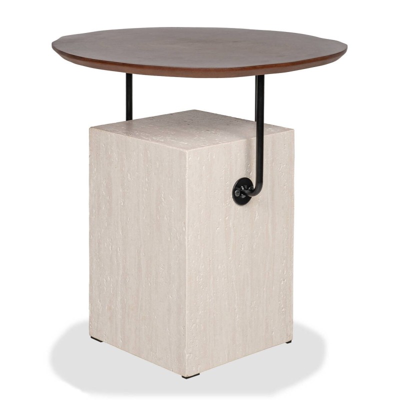Side table bran of microcement and walnut 50x54cm