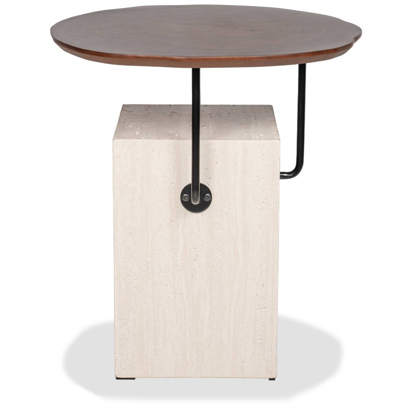 Side table bran of microcement and walnut 50x54cm