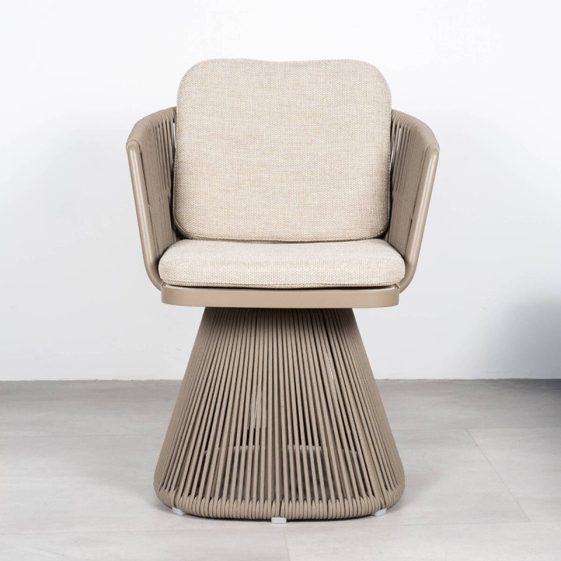 Marrakech Outdoor Swivel Chair, Taupe Aluminum and Rope