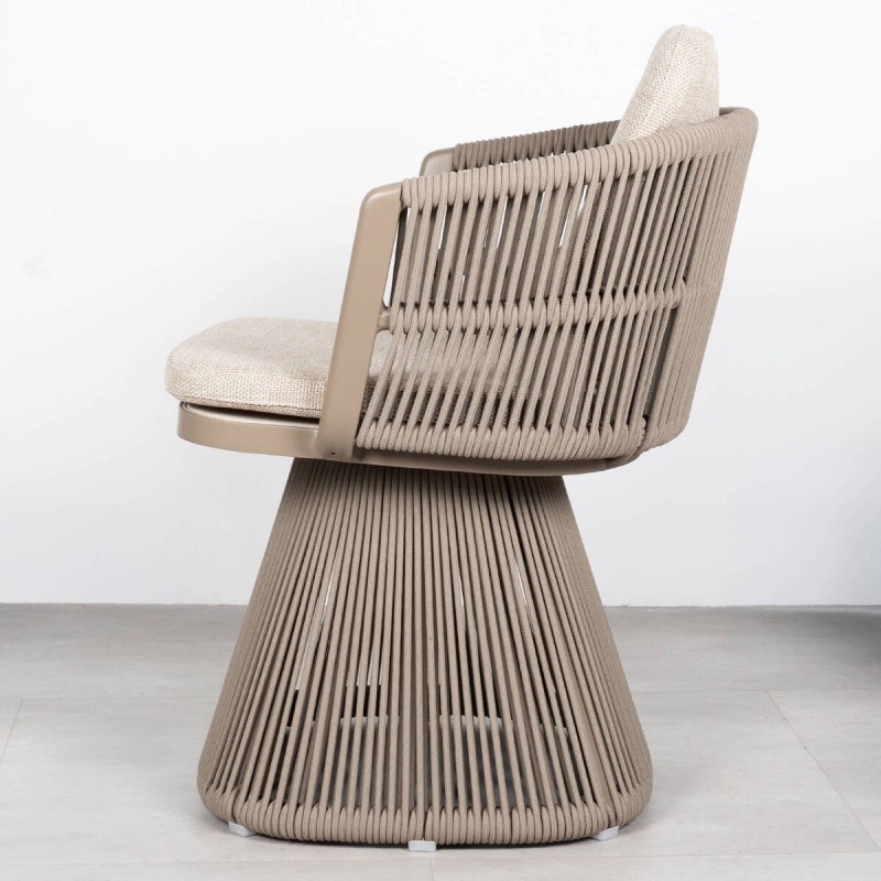 Marrakech Outdoor Swivel Chair, Taupe Aluminum and Rope