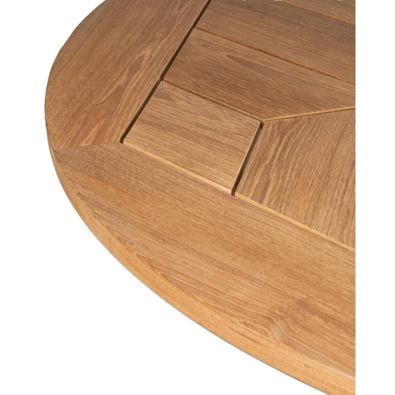 Mesa de comedor de exterior ondara de teca y base de aluminio taupe 140x75cm
