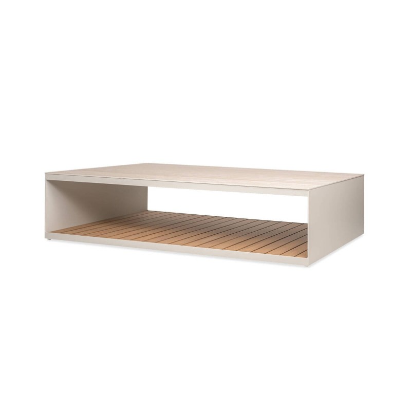 Rio coffee table with ceramic top and teak magazine rack 150x80cm