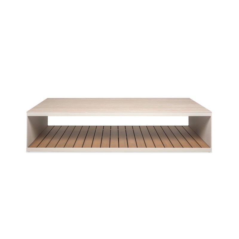 Rio coffee table with ceramic top and teak magazine rack 150x80cm
