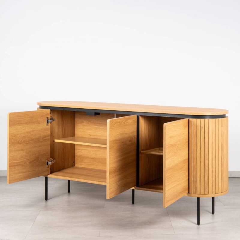 Jade sideboard in oak melamine with black legs, 160 cm
