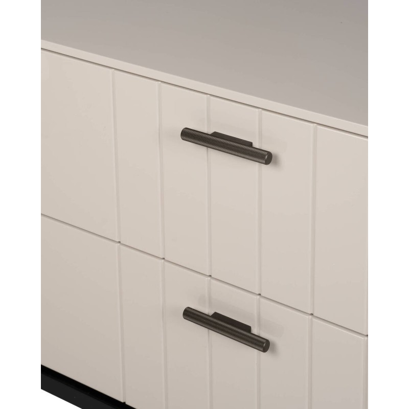 Volta TV unit, light grey lacquered finish with black legs, 187x47x60cm