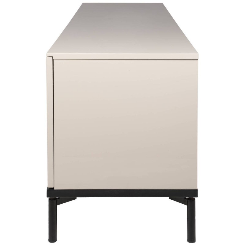 Volta TV unit, light grey lacquered finish with black legs, 187x47x60cm
