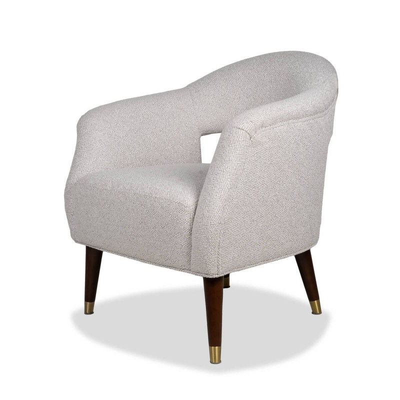 Sillón aurora gris con patas de pino y detalles dorados 78x74x80cm