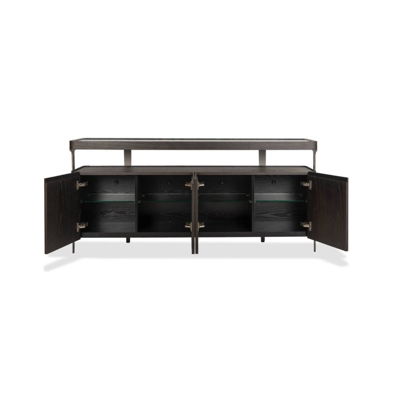 Bruma 180 cm sideboard with smoked glass and ash veneer