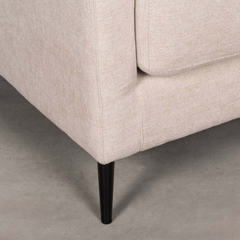 Funny Armchair Upholstered in Sand Beige with Black Metal Legs 90cm