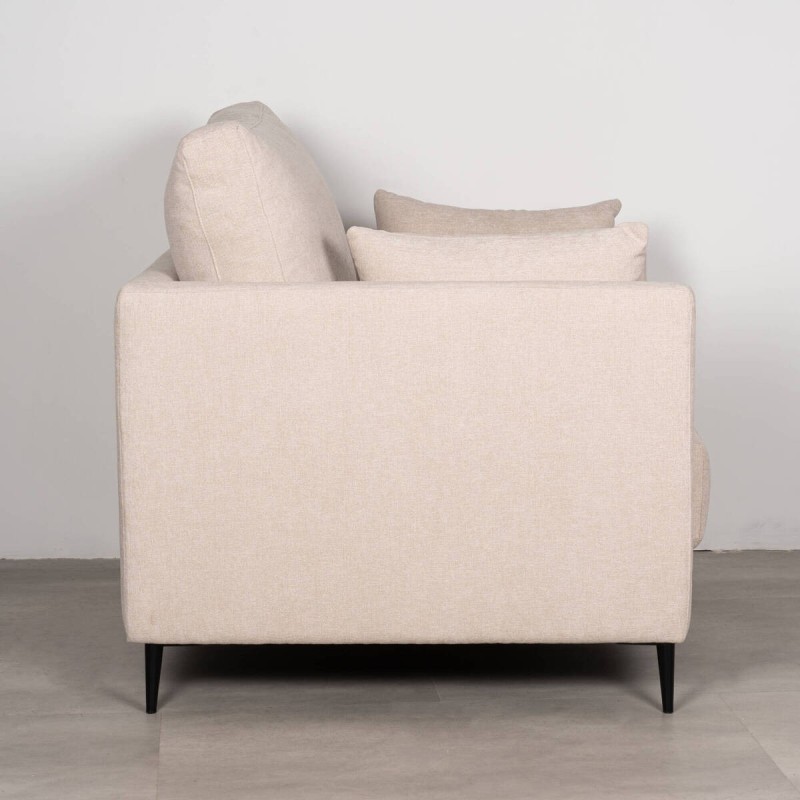 Funny Armchair Upholstered in Sand Beige with Black Metal Legs 90cm