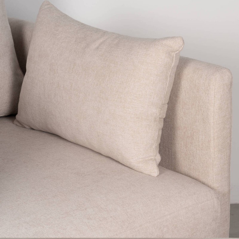 Funny Armchair Upholstered in Sand Beige with Black Metal Legs 90cm