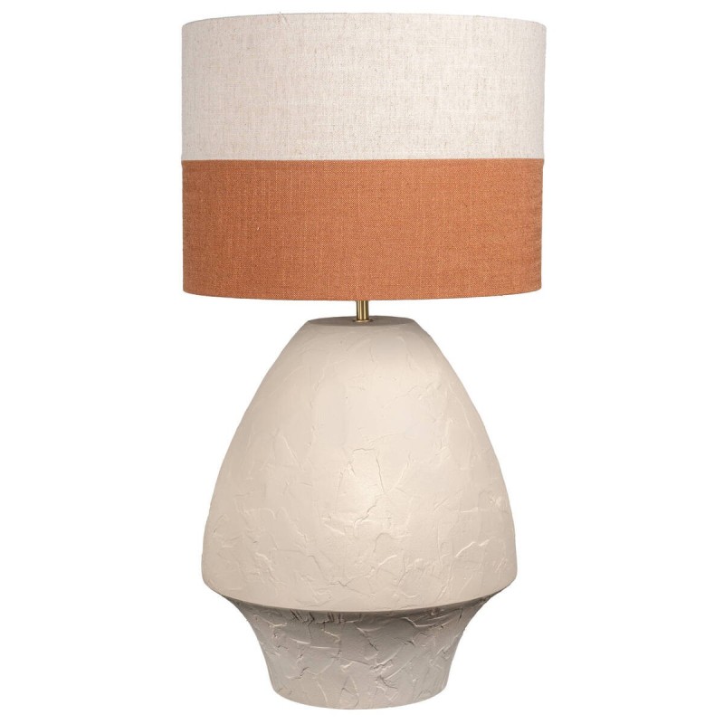 Dorian ceramic table lamp with textures and shade in beige and terracotta 35x65cm