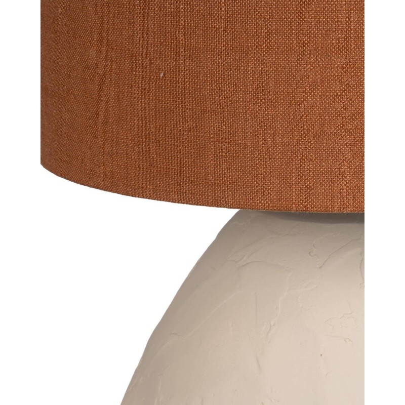 Dorian ceramic table lamp with textures and shade in beige and terracotta 35x65cm