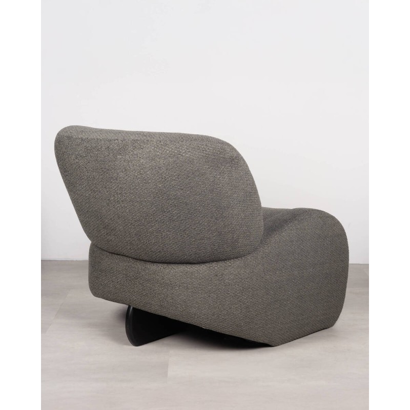 Mint dark green armchair, comfortable and modern in boucle fabric