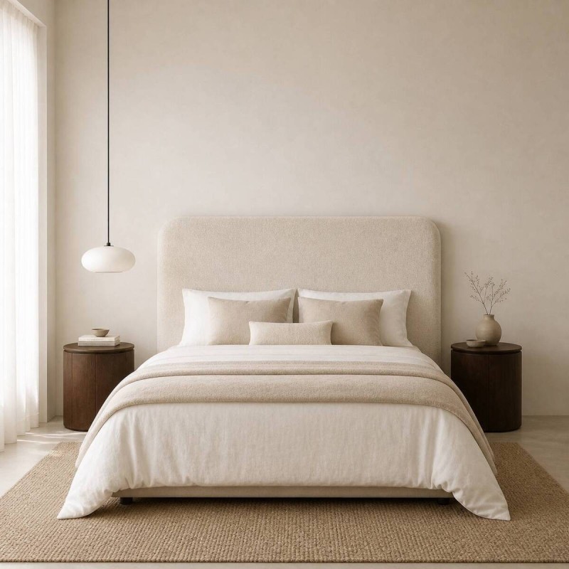Cabecero Barkly bouclé beige para cama 180 cm